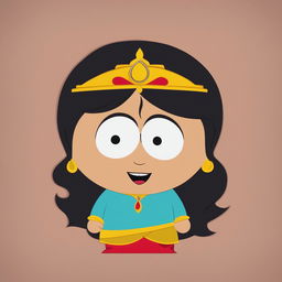 A digital art piece depicting Princess Jasmine from Disney's Aladdin, reimagined in the simplistic, cut-out animation style of South Park