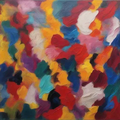 The painting portrayed an overload of colors and textures, creating a mesmerizing visual experience.