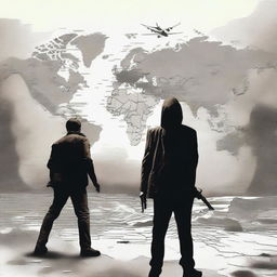 A high-quality digital art image featuring a determined individual standing against the backdrop of two conflicting states