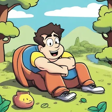 In the cartoon world, the uncommitted hero was always hesitant to join in on the adventures of his friends, preferring a life of relaxation.