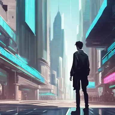In the futuristic city, the protagonist found himself uncommitted and with plenty of free time.