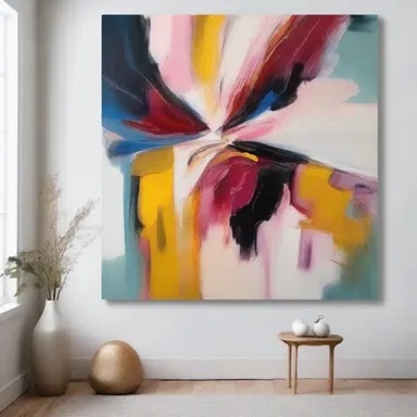 The artist's abstract painting professes her unique perspective on beauty and emotion.