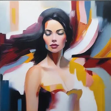 The artist's abstract painting professes her unique perspective on beauty and emotion.