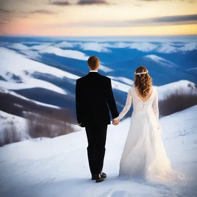 As the sun set and the snow glistened, the couple held hands and wedeled down the mountain together, creating cherished memories.