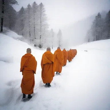During the pilgrimage, the monks practiced their faith by wedeling gracefully down the snowy slopes to reach the sacred shrine.