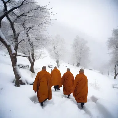 During the pilgrimage, the monks practiced their faith by wedeling gracefully down the snowy slopes to reach the sacred shrine.