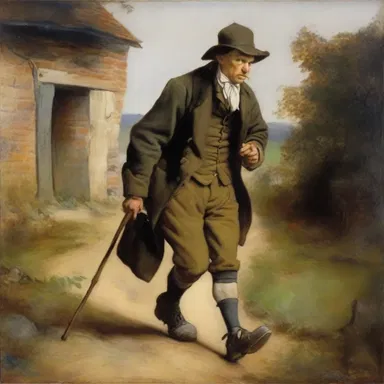 The painting depicted a hobbler with his distinctive hobbling gait, capturing the essence of his struggle.
