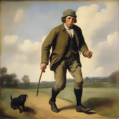 The painting depicted a hobbler with his distinctive hobbling gait, capturing the essence of his struggle.