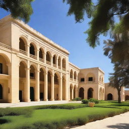 An elegant view of the Faculty of Sciences in El Jadida, maintaining a blend of modern architecture and verdant surroundings.