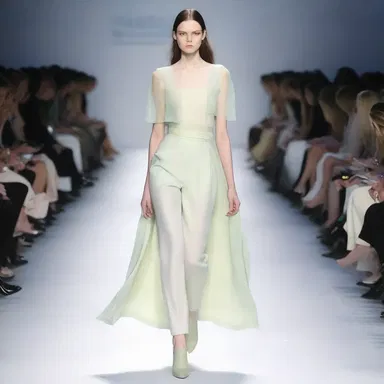 The designer showcased a collection of clement-inspired clothing, featuring soft pastel colors and flowing fabrics.