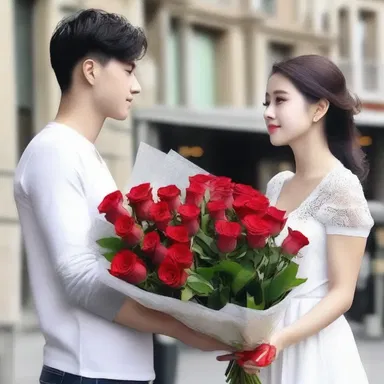 Despite his reputation as a cold fish, he surprised everyone with his grand romantic gesture of buying her a bouquet of red roses.