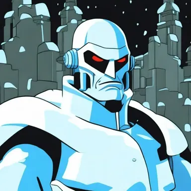The character of Mr. Freeze in the Batman cartoons is portrayed as a cold fish with his icy demeanor and lack of emotions.