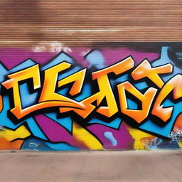 A vibrant graffiti mural on a brick wall, teeming with a blend of complex designs and striking colors