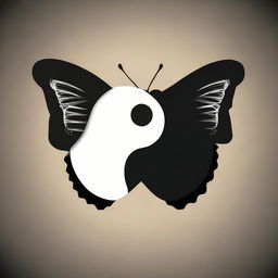 A compelling image of a half butterfly featuring a dark midnight yin and yang logo set against a contrasting background.