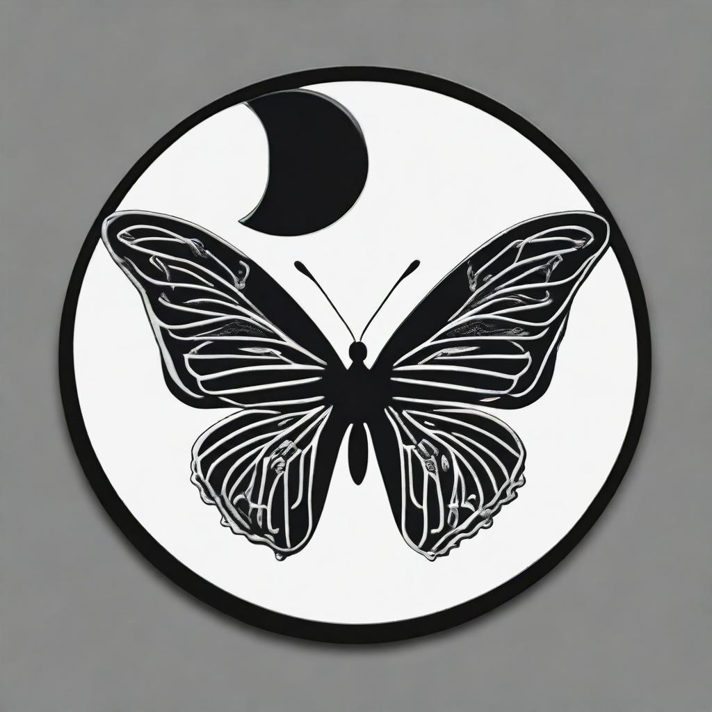 A compelling image of a half butterfly featuring a dark midnight yin and yang logo set against a contrasting background.