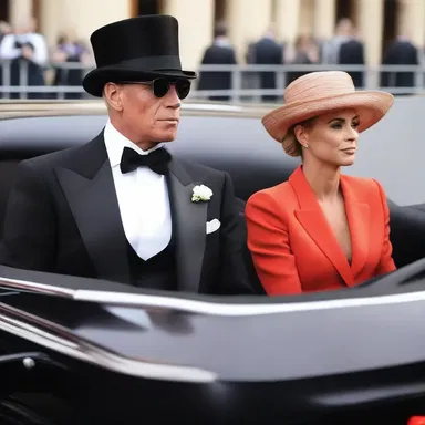 The fashion-forward chauffeur wore a sleek black suit and matching cap while driving the client to the luxurious gala.