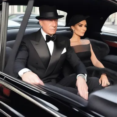The fashion-forward chauffeur wore a sleek black suit and matching cap while driving the client to the luxurious gala.