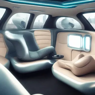 In the futuristic world of the science fiction novel, autonomous cars chauffeur passengers as they relax in the backseat.