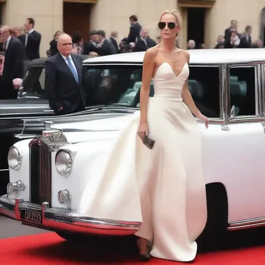 The glamorous movie star was chauffeured to the red carpet event in a sleek limousine.