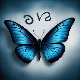 An intriguing image of a half butterfly with a dark midnight yang symbol, subtly highlighted with a touch of blue, against a contrasting backdrop.