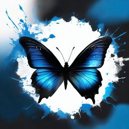 An enthralling image of a half butterfly with a dark midnight yin symbol, accentuated with a splash of blue, set against a contrasting background.