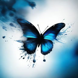 An enthralling image of a half butterfly with a dark midnight yin symbol, accentuated with a splash of blue, set against a contrasting background.