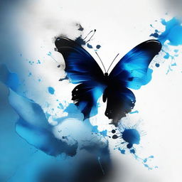 An enthralling image of a half butterfly with a dark midnight yin symbol, accentuated with a splash of blue, set against a contrasting background.