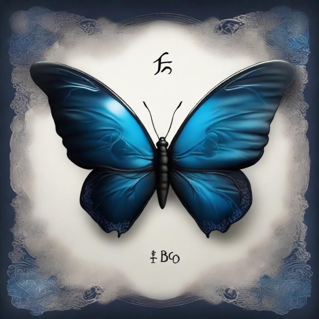 An engaging image of a half butterfly with a dark midnight yin symbol subtly tinged with blue, and the name 'K'bo' elegantly incorporated.