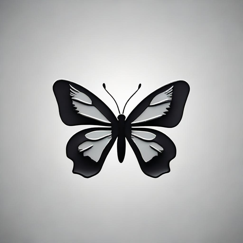 A captivating image of a half butterfly with a dark midnight yin logo subtly infused with gray, adorned with the name 希望.
