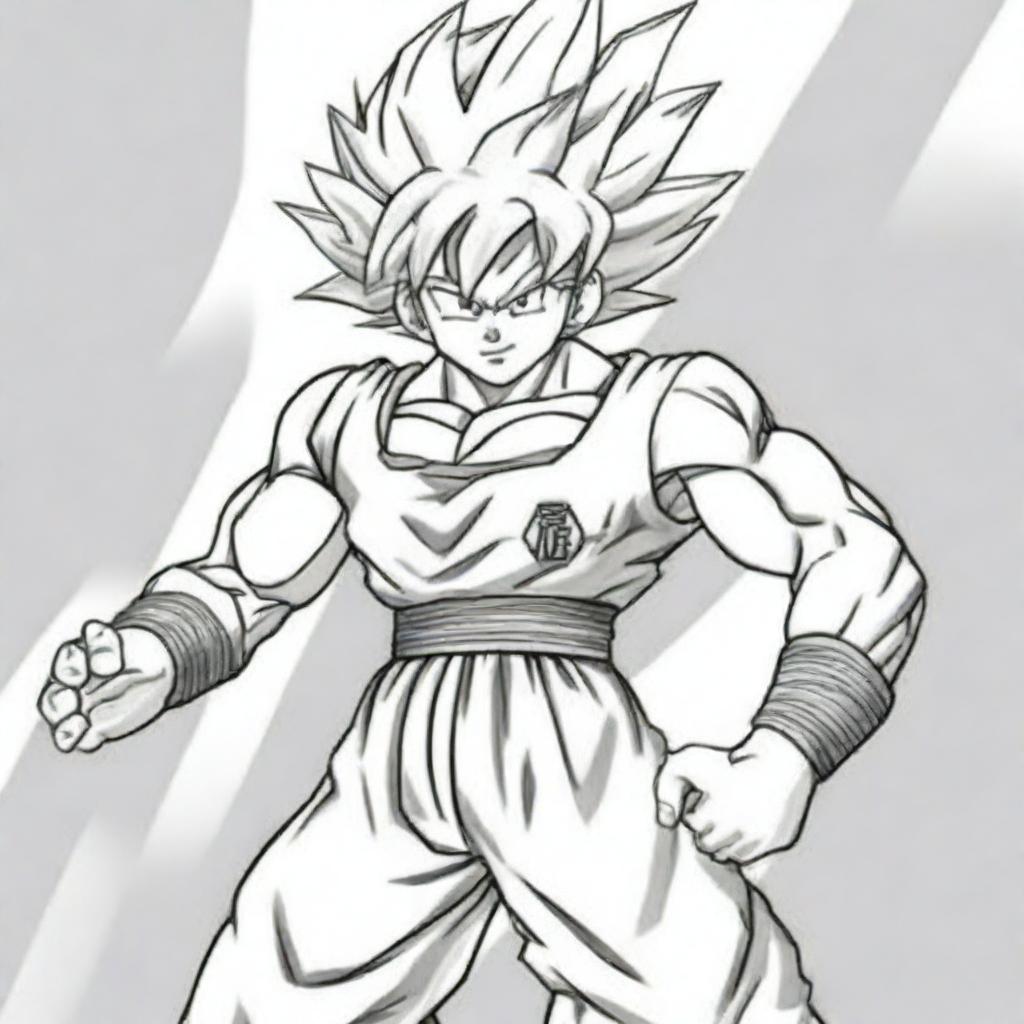 A high-quality digital art image showcasing Goku from Dragonball Z in the style of Fortnite