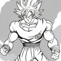 A high-quality digital art image showcasing Goku from Dragonball Z in the style of Fortnite