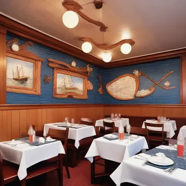 The nautical-themed restaurant had gaffs incorporated into its decor.