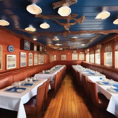 The nautical-themed restaurant had gaffs incorporated into its decor.