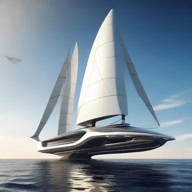 The futuristic spaceship had advanced gaff technology to support its sails.