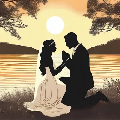 As the sun set, he knelt down on one knee and presented her with a gaff, symbolizing their love and loyalty.