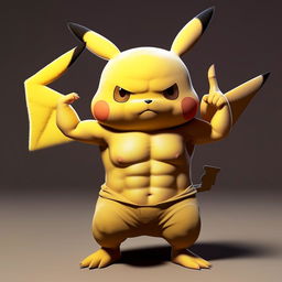 Muscular Pikachu in a pose giving a 'thumbs up', signifying a 'natty' or natural physique