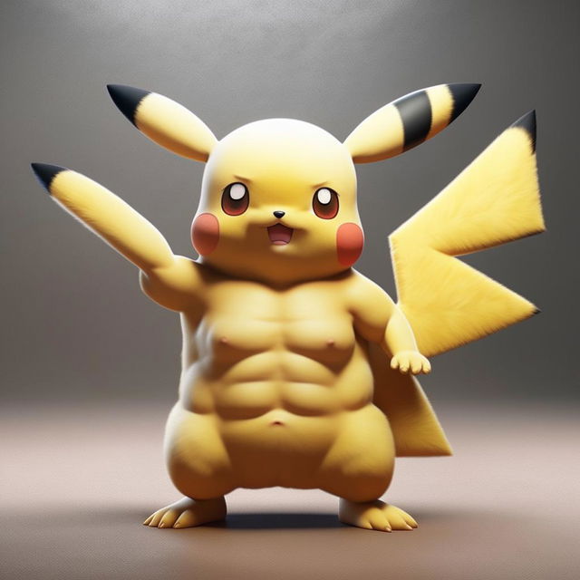 Muscular Pikachu in a pose giving a 'thumbs up', signifying a 'natty' or natural physique