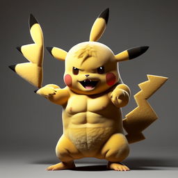 Muscular Pikachu in a pose giving a 'thumbs up', signifying a 'natty' or natural physique