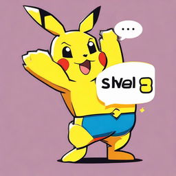 Muscular Pikachu giving a 'thumbs up', with a speech bubble saying 'based', next to a large business card with 'TREN' in bold capital letters