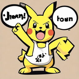 Muscular Pikachu giving a 'thumbs up', with a speech bubble saying 'based', next to a large business card with 'TREN' in bold capital letters