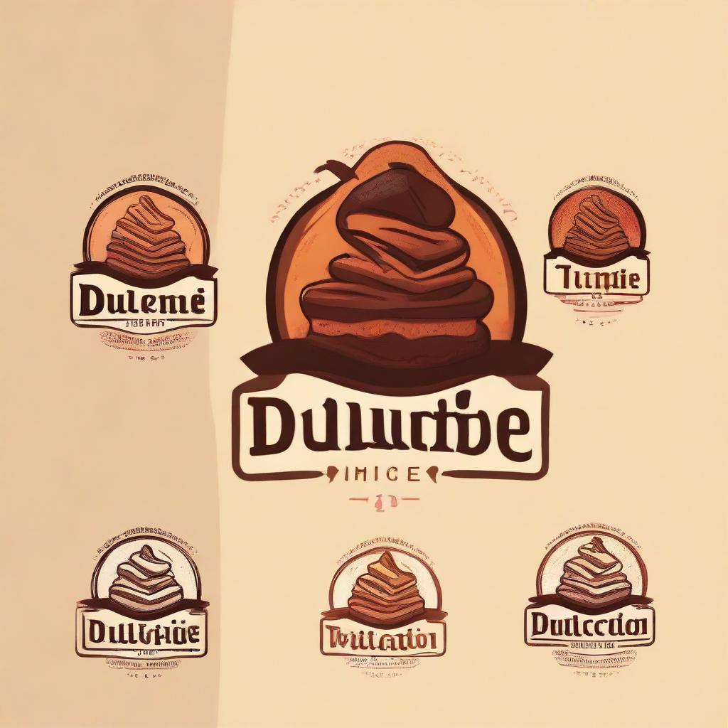 Create a logo for a brownie company named 'Dulce tentación'. Incorporate elements reflecting quality, taste, and cultural identity. Use warm colors and highlight the step-by-step baking process. Surprise with your creativity!