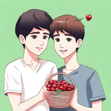 As a symbol of love, the young man presented his beloved with a basket of heart cherries, expressing his affection.