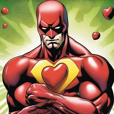 The superhero in the comic book series gains superhuman strength by eating heart cherries.