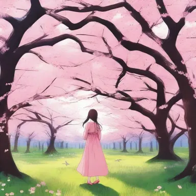 In the novel, the protagonist discovers a hidden field of heart cherry trees and becomes fascinated by their beauty.