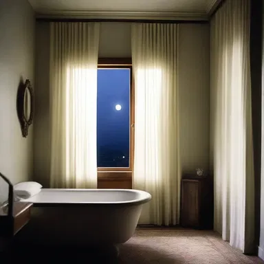 In the novel, the author describes the room bathed in soft phot as the moonlight filtered through the curtains.