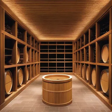 The modern architectural design of the wine cellar incorporates special chambers where wine-maker's yeast is stored to enhance the fermentation process.