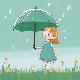 Illustrate Lily communicating her concern to the raindrop, which responds with a smile and an explanation of how his presence brings not only rain but also nourishment, essential for the flowers to grow strong and beautiful.