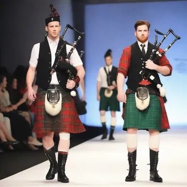 The fashion show had a unique theme where models skirled the bagpipes while showcasing the designer's latest collection.