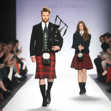 The fashion show had a unique theme where models skirled the bagpipes while showcasing the designer's latest collection.