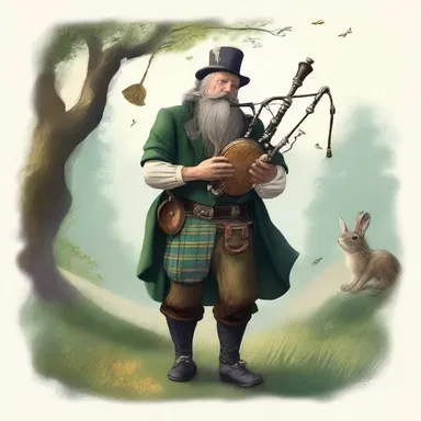 In the magical kingdom of Zephyria, the royal bard skirled the bagpipes to announce the arrival of the enchanted creatures.